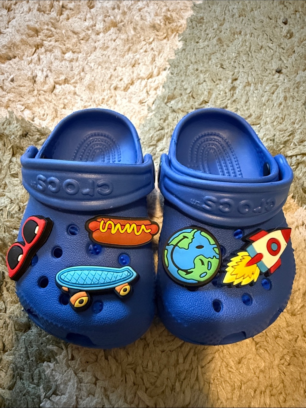 CROCS Kids Blue Clog Sandals with Playful Charms